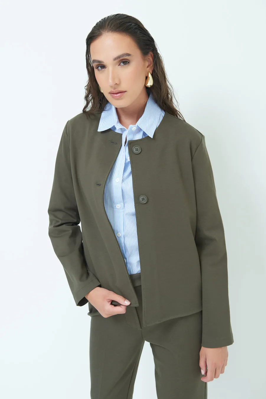 Minimalist button-up jacket wholesale