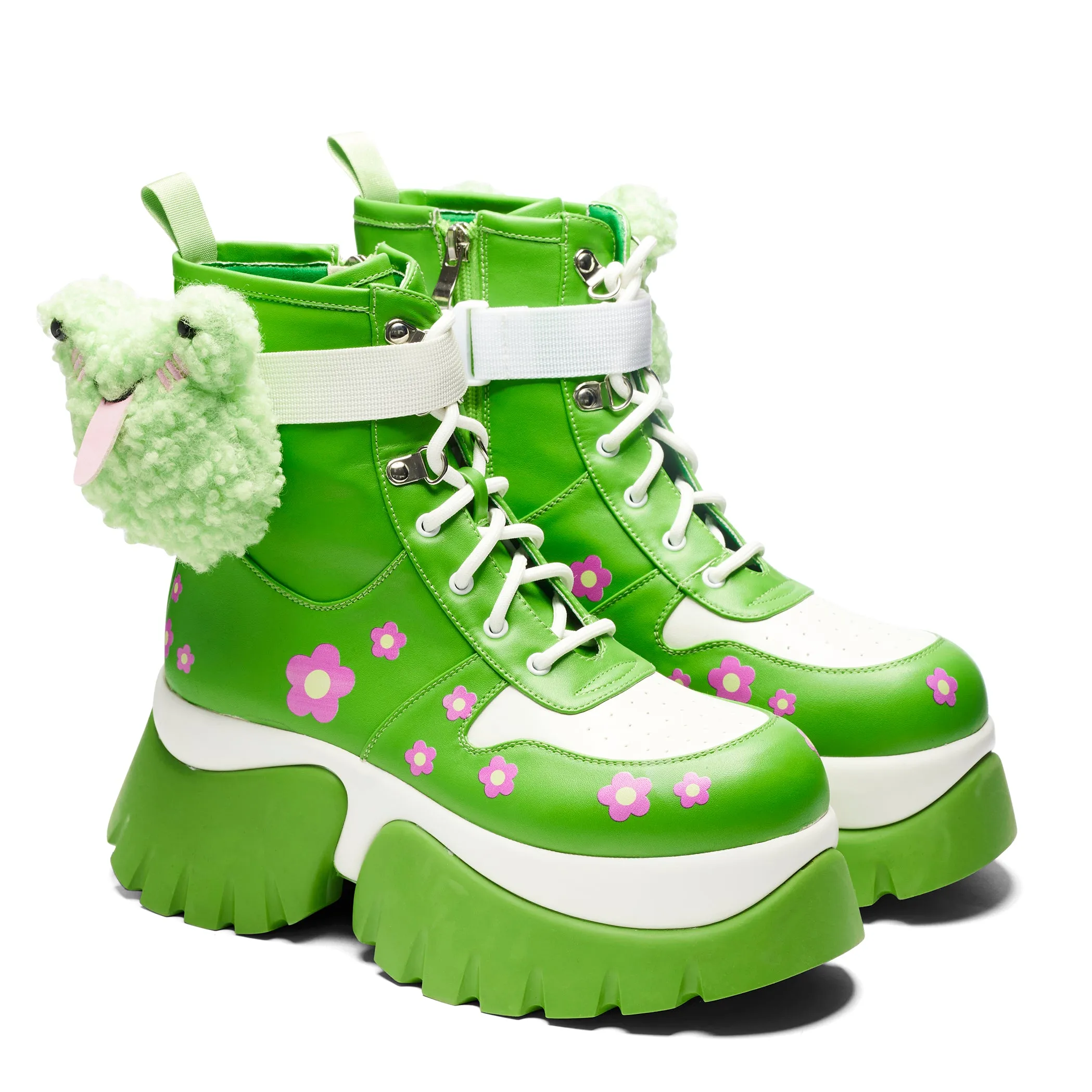 My Tongue Is Sticky Chunky Frog Boots - Green