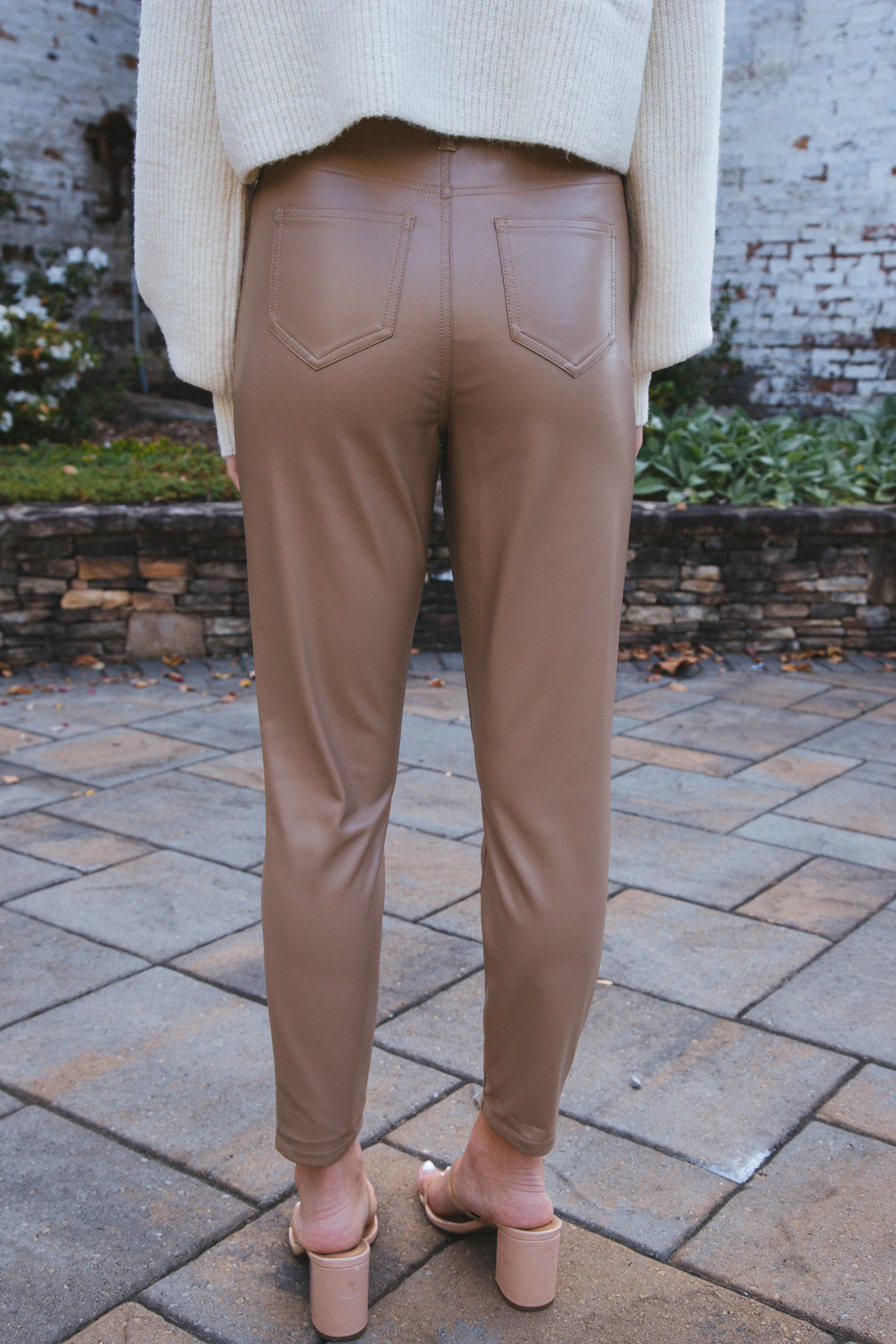 Nile Faux Leather High Rise Pant, Tan | Velvet Heart