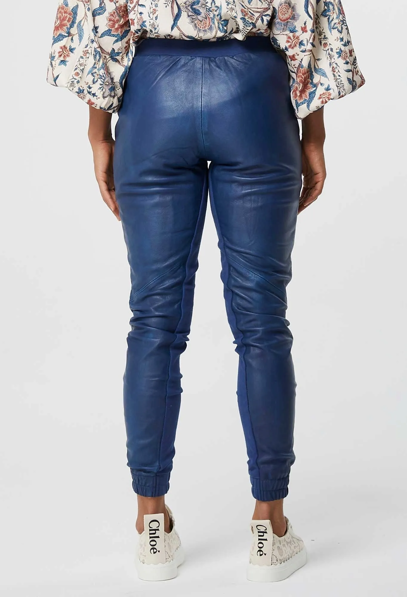 ONCE WAS MONTAIGNE RELAXED LEATHER PANT IN WASHED INDIGO