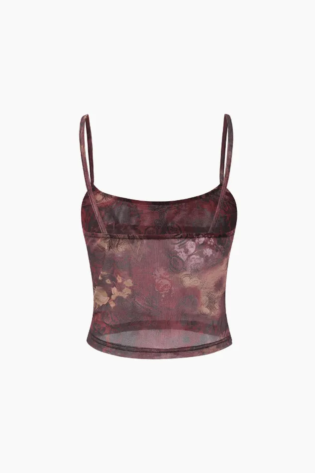 Paisley Print Mesh Cami Top