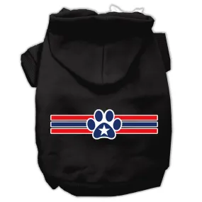 Patriotic Star Paw Screen Print Pet Hoodies Black Size Med (12)