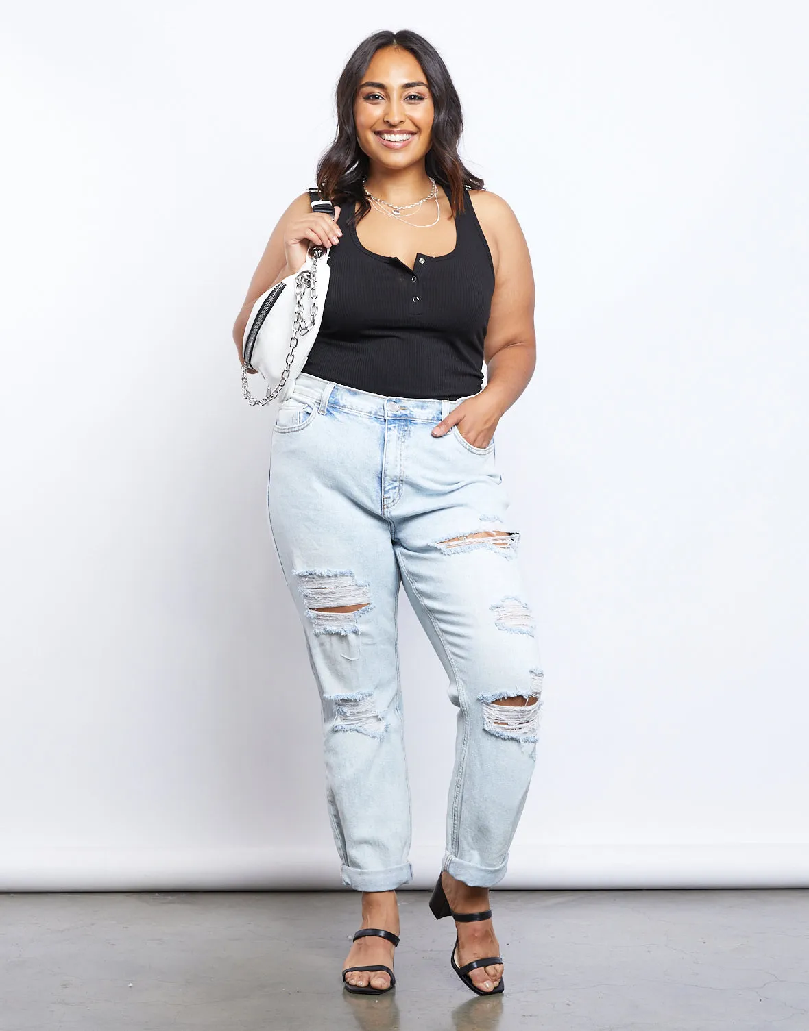 Plus Size Emmy Distressed Mom Jeans