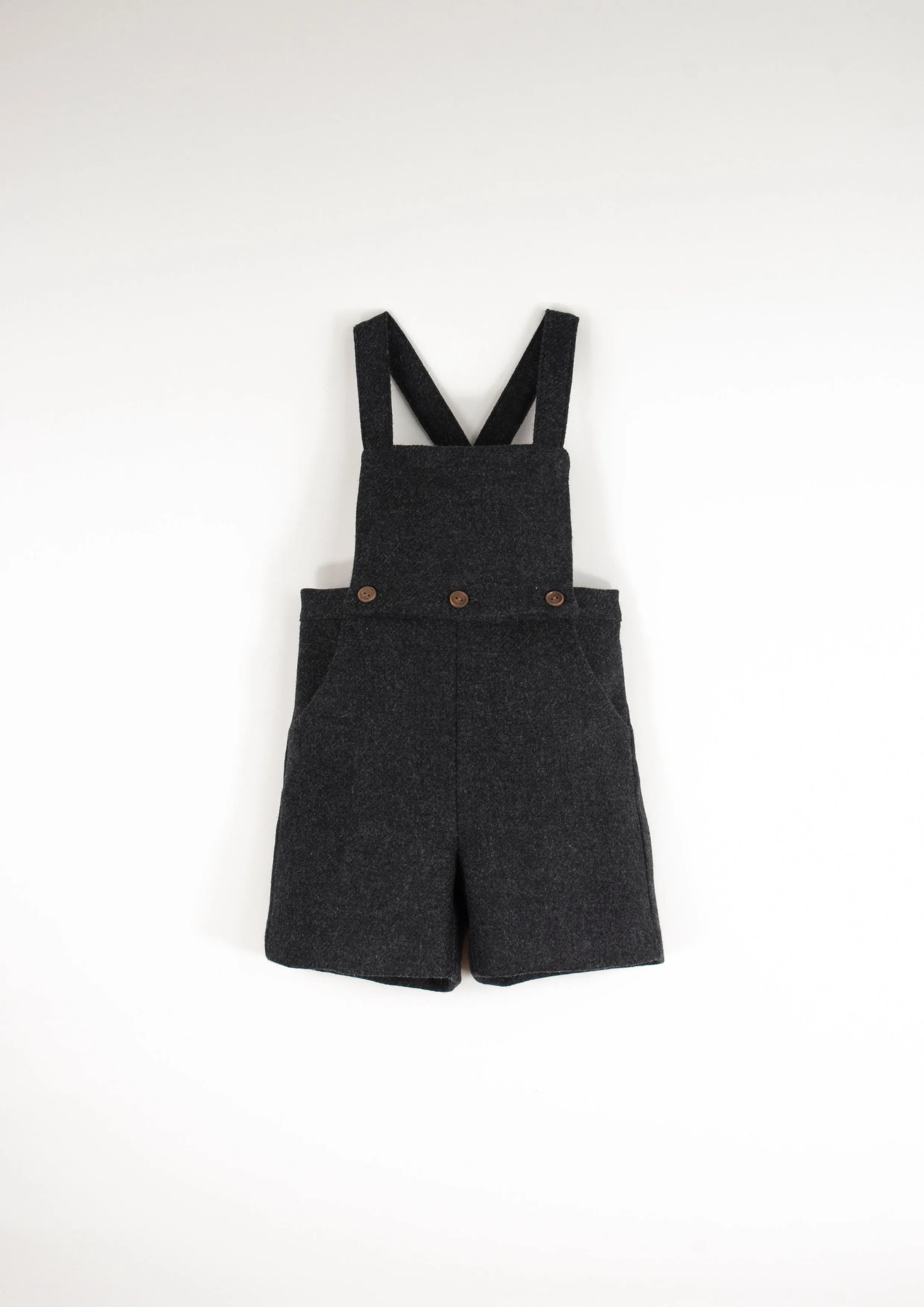 Popelin Dark Grey Woolen Suspender Shorts