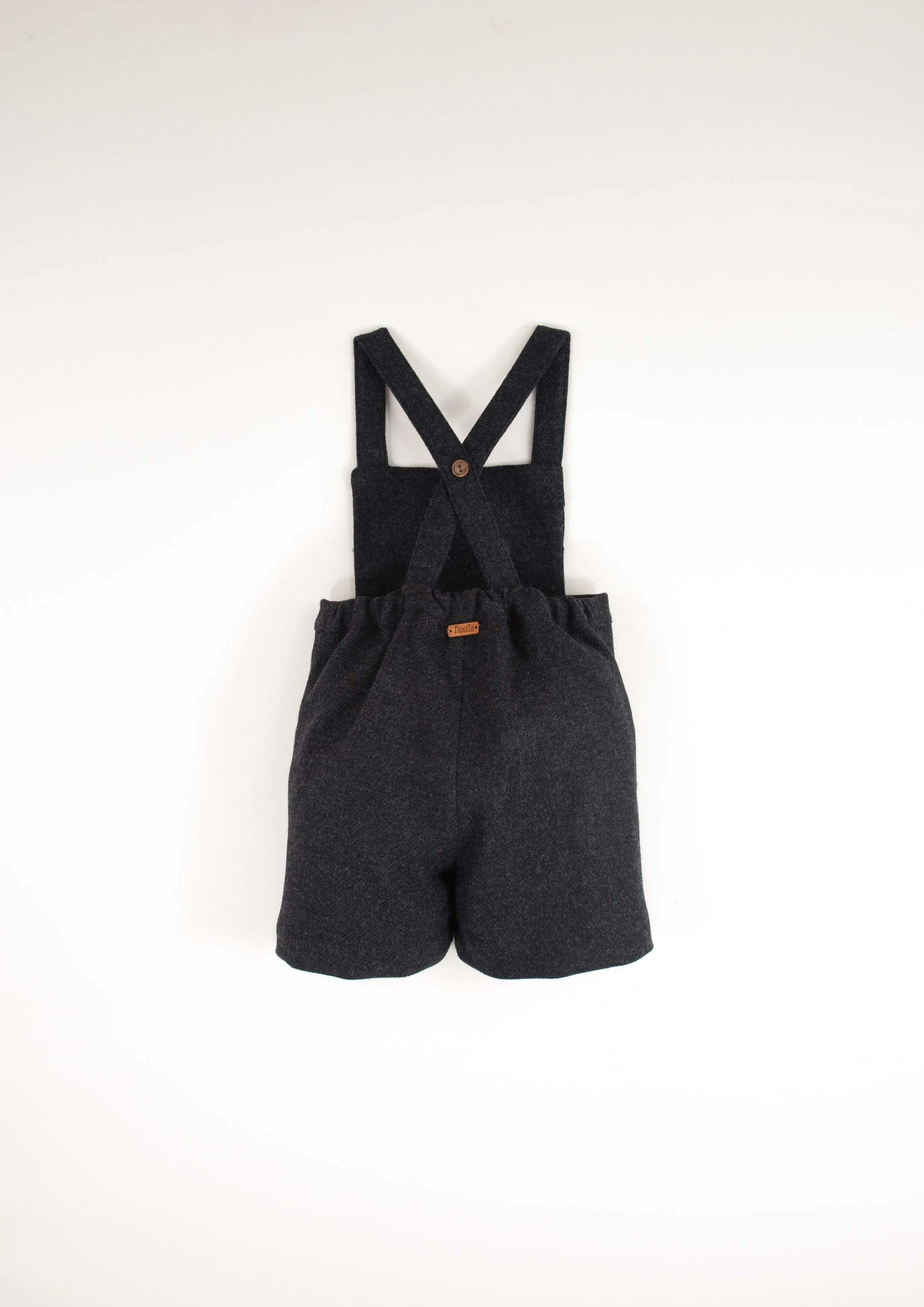 Popelin Dark Grey Woolen Suspender Shorts