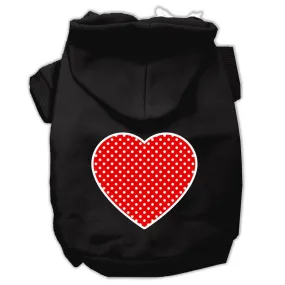 Red Swiss Dot Heart Screen Print Pet Hoodies Black Size Med (12)