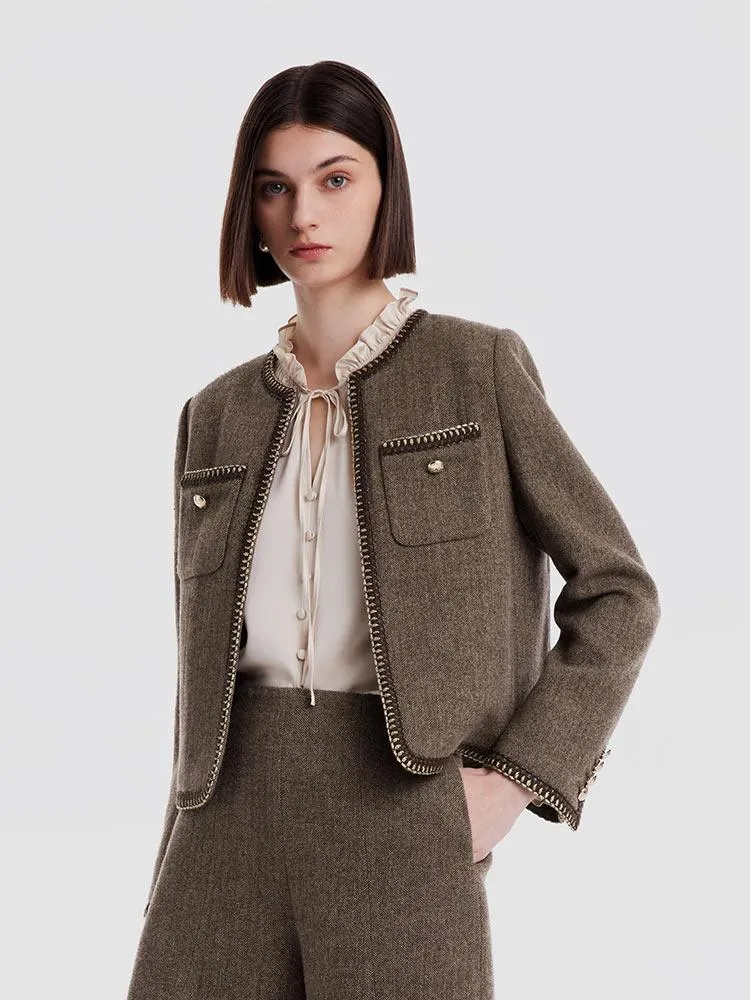 Retro Brown Washable Woolen Jacket