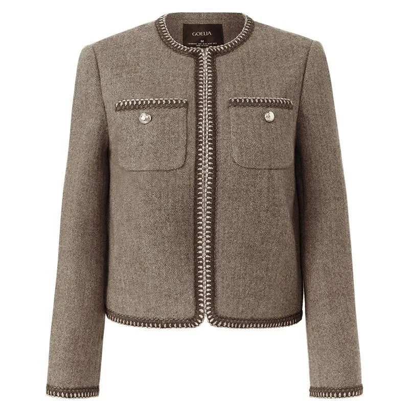 Retro Brown Washable Woolen Jacket