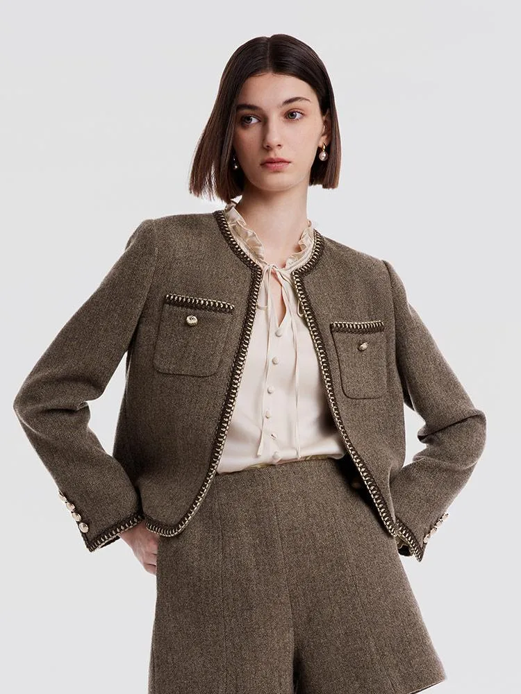 Retro Brown Washable Woolen Jacket