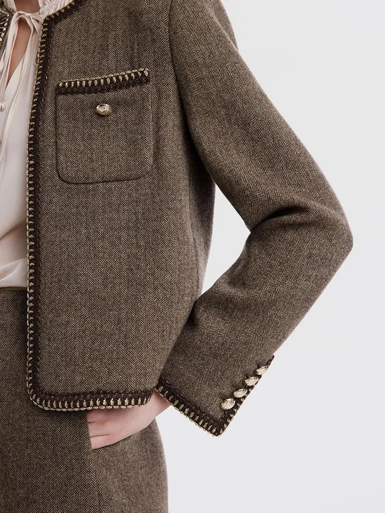 Retro Brown Washable Woolen Jacket