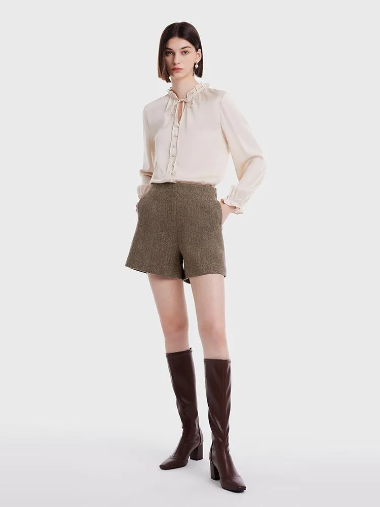 Retro Washable Woolen Shorts