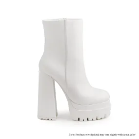 SIENNA-1 DOUBLE PLATFORM LUG SOLE BOOTIES - WHITE