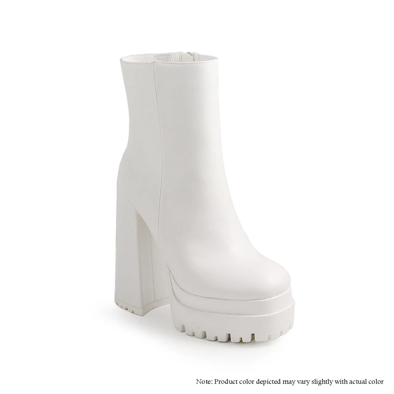 SIENNA-1 DOUBLE PLATFORM LUG SOLE BOOTIES - WHITE