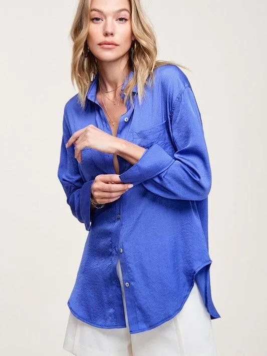 Silky Long Sleeve Button Up Shirt