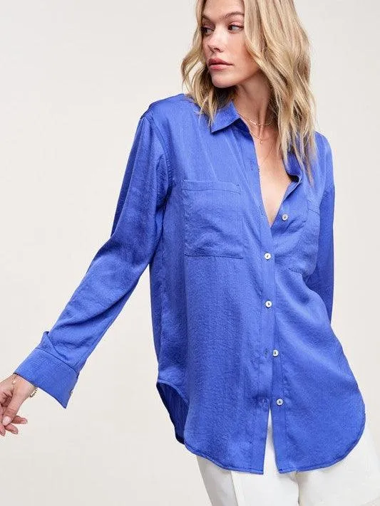 Silky Long Sleeve Button Up Shirt