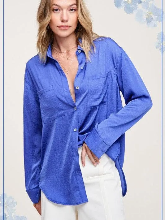 Silky Long Sleeve Button Up Shirt