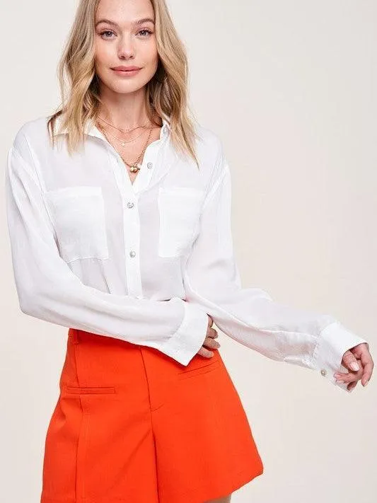 Silky Long Sleeve Button Up Shirt