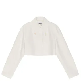 Slub Linen Cropped Blazer