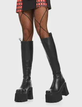 Spot On Chunky Platform Knee High Boots