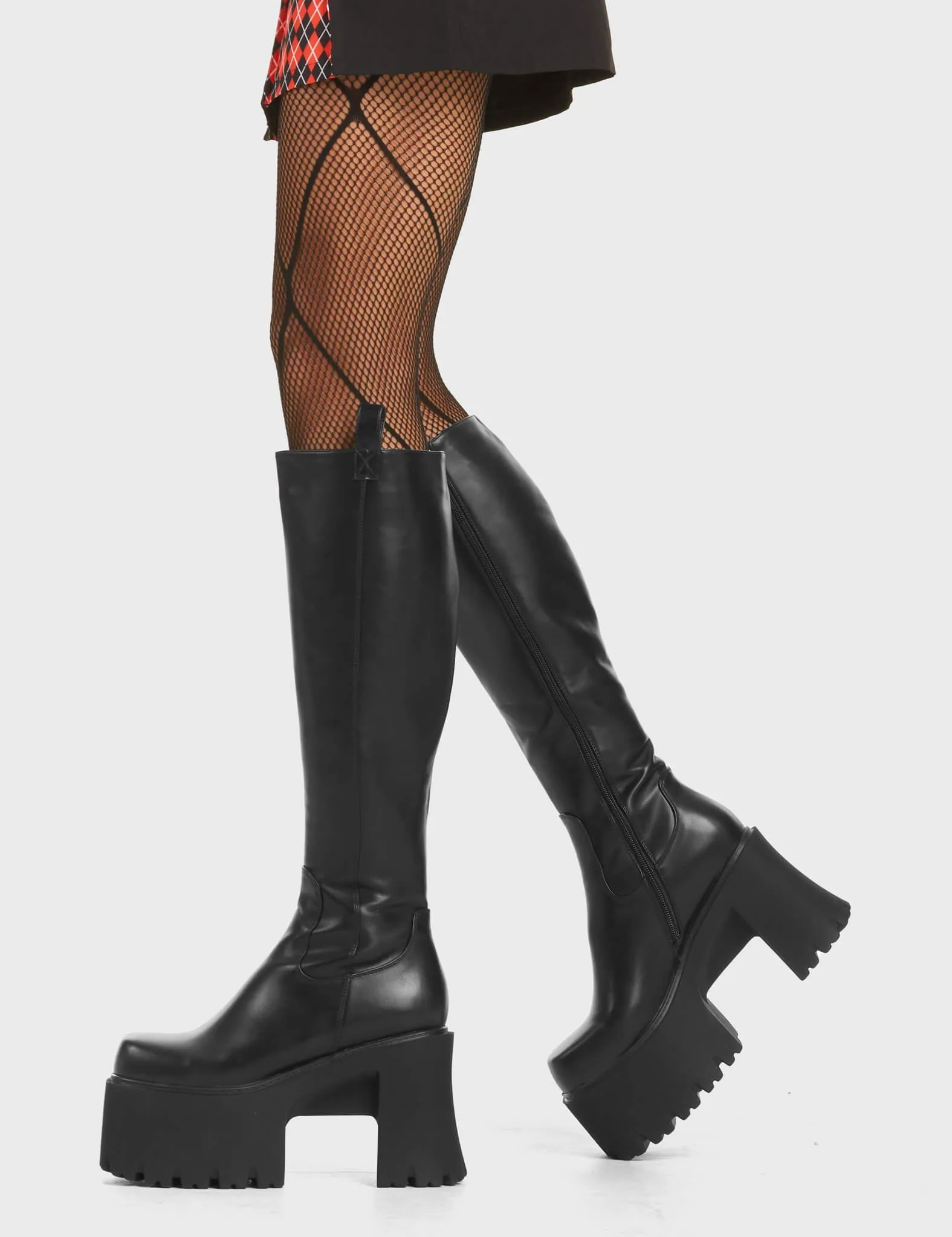 Spot On Chunky Platform Knee High Boots