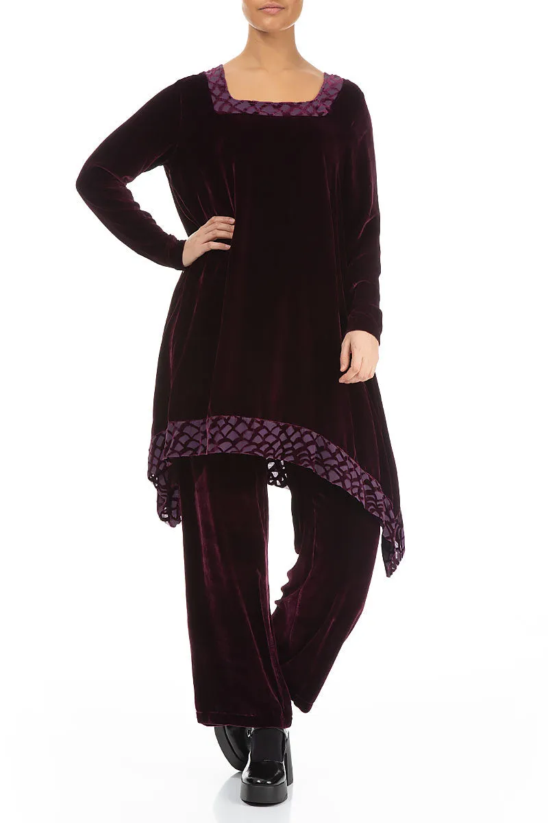 Square Neck Mulberry Silk Velvet Tunic