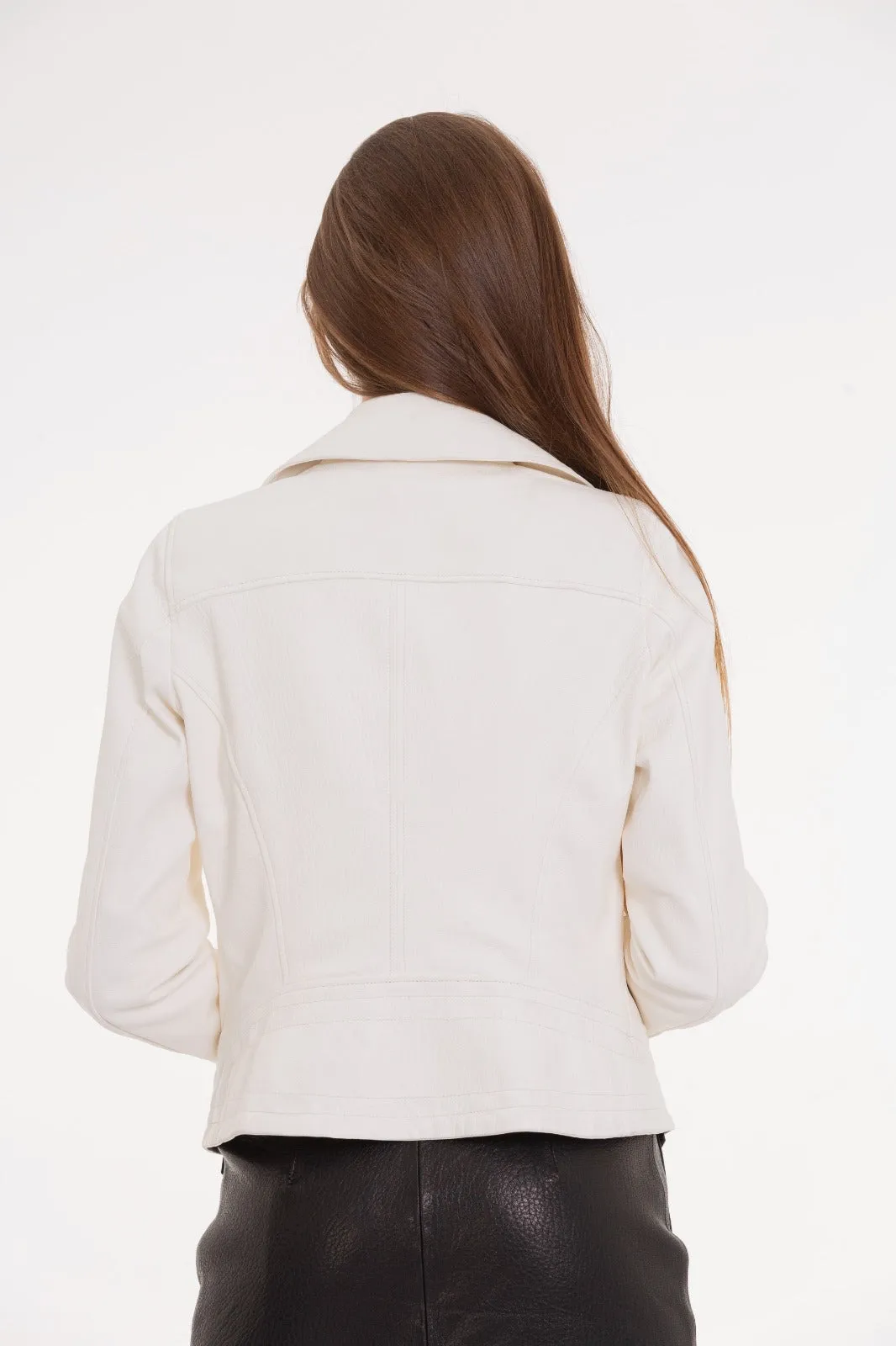 The Alomartes White Leather Women Jacket