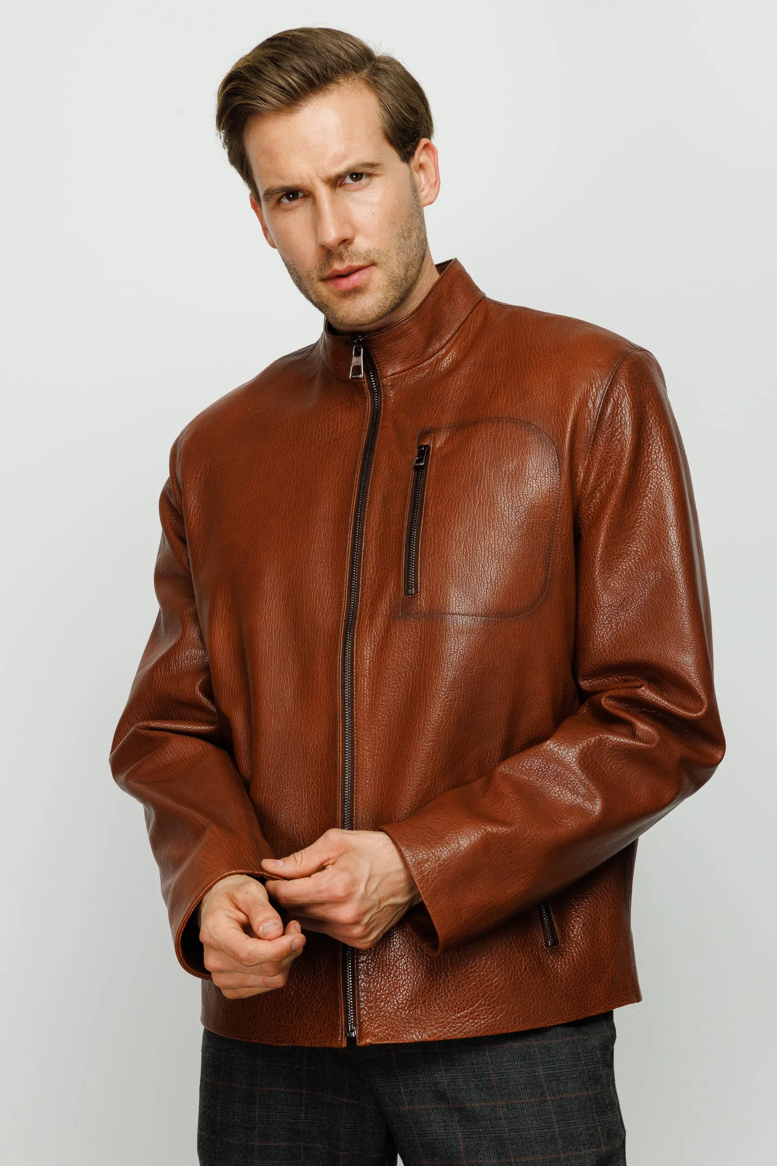 The Elgin Brown Leather Men Jacket