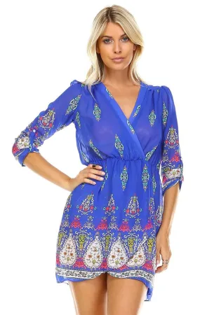 Tunic Top Blouse Royal Blue