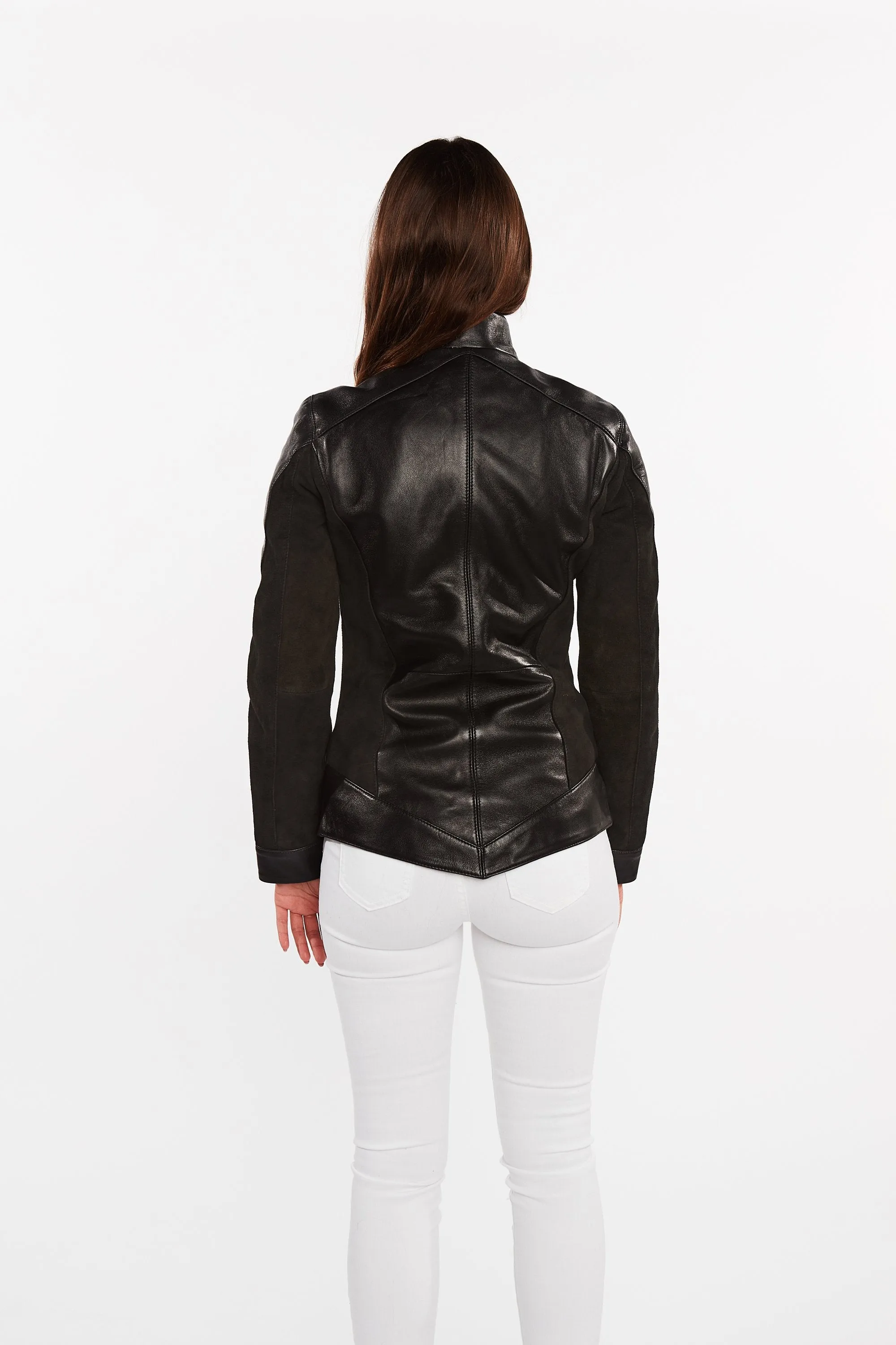 Womens Cosette Dual Panel Leather & Suede Jacket