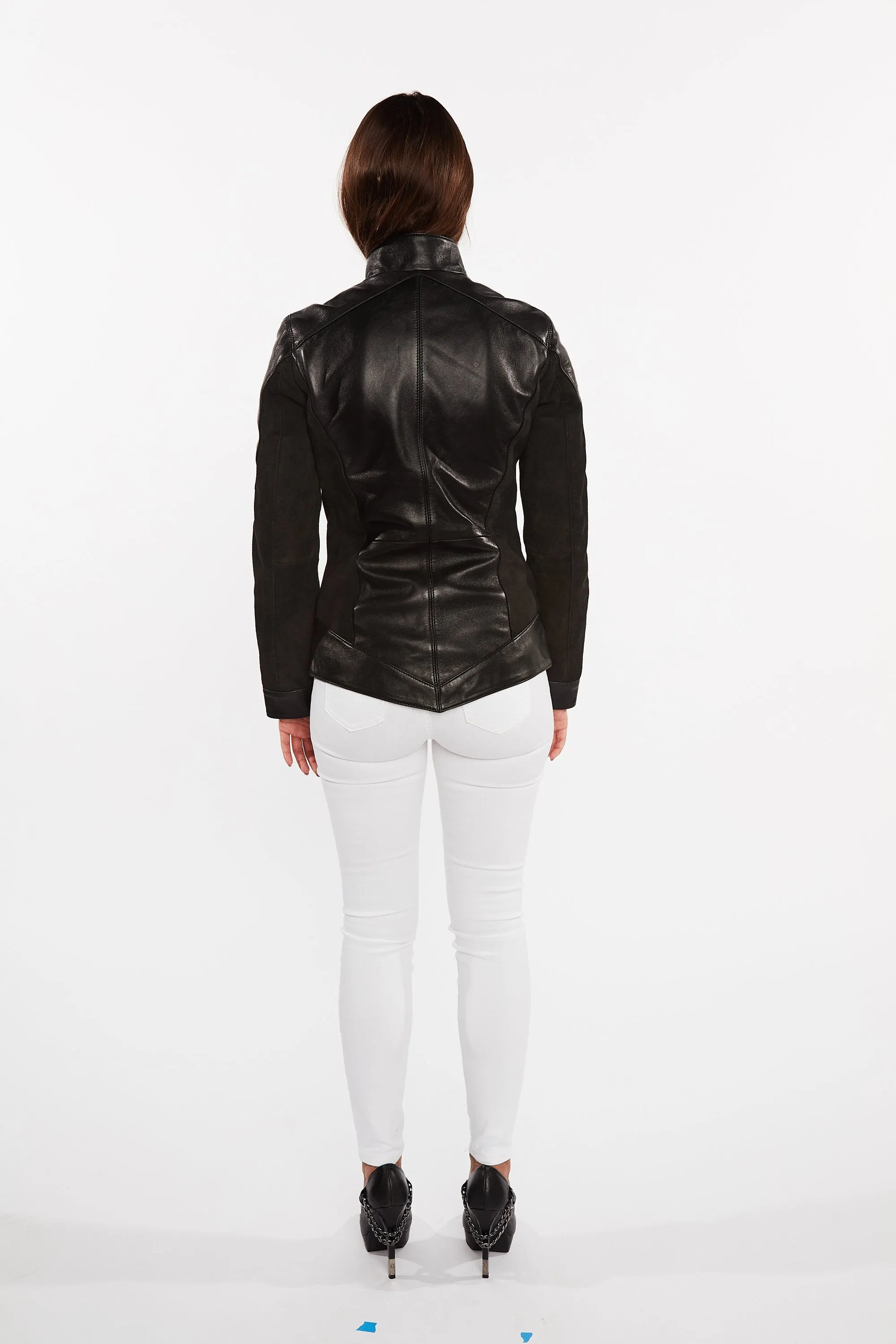 Womens Cosette Dual Panel Leather & Suede Jacket