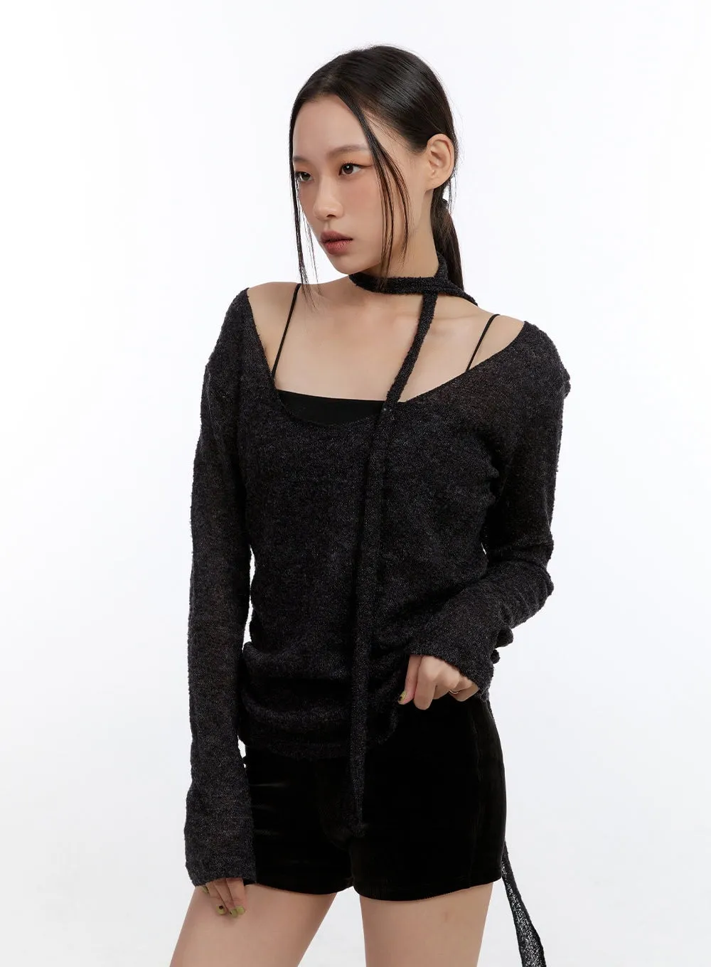 Woolen Whisper V-Neck Top  CO431