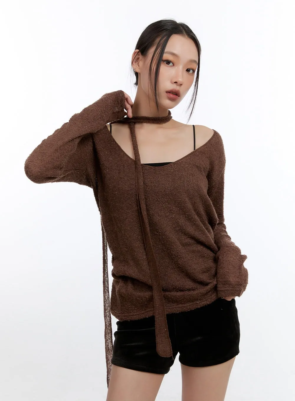 Woolen Whisper V-Neck Top  CO431